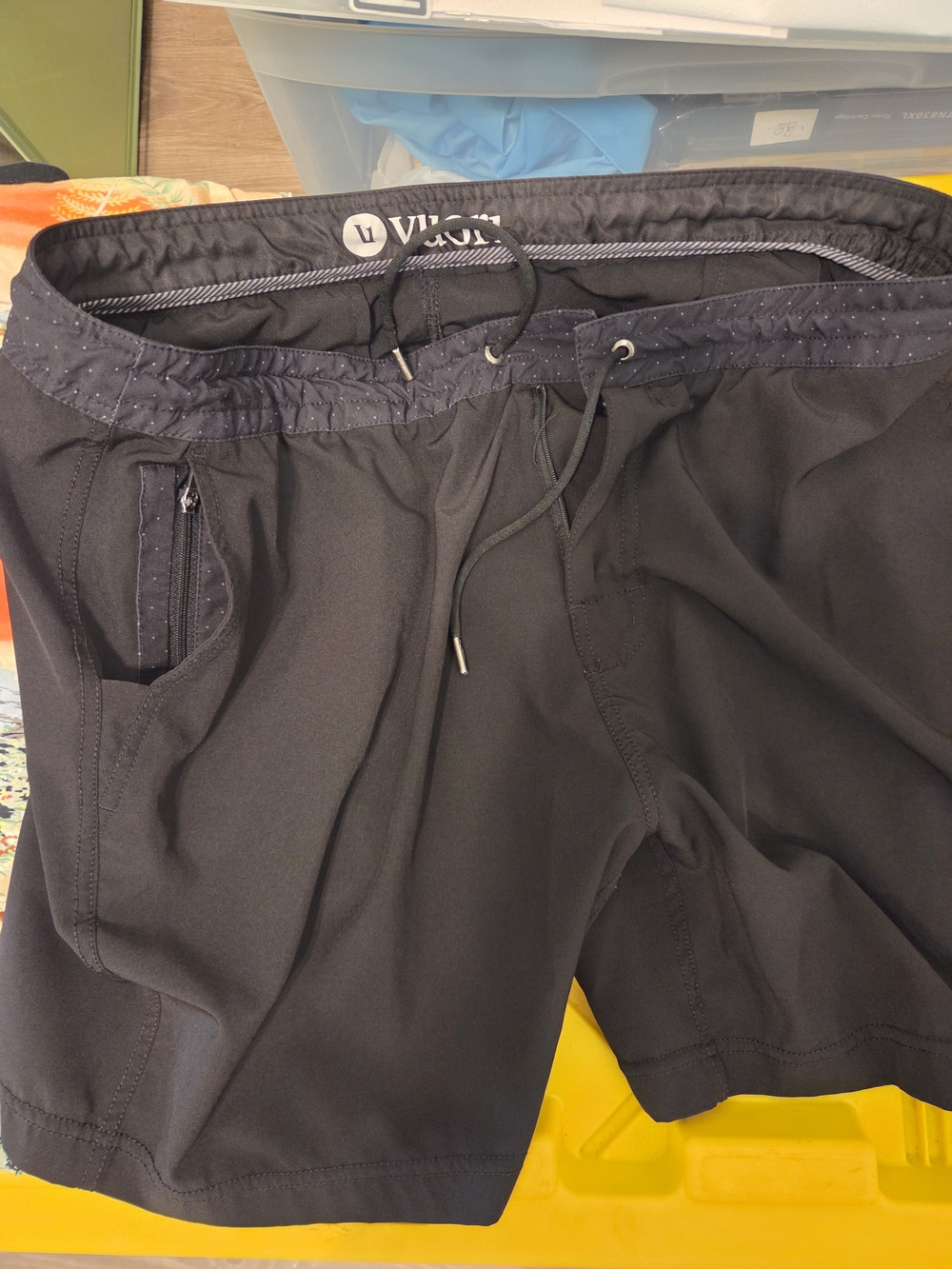 Vuori Black Athletic Shorts with Subtle Dot Trim
